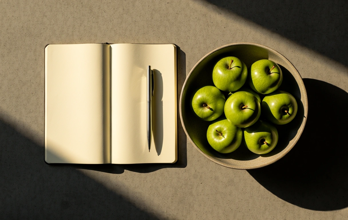 Strukturierter Arbeitsplatz für Ernährungsberatung